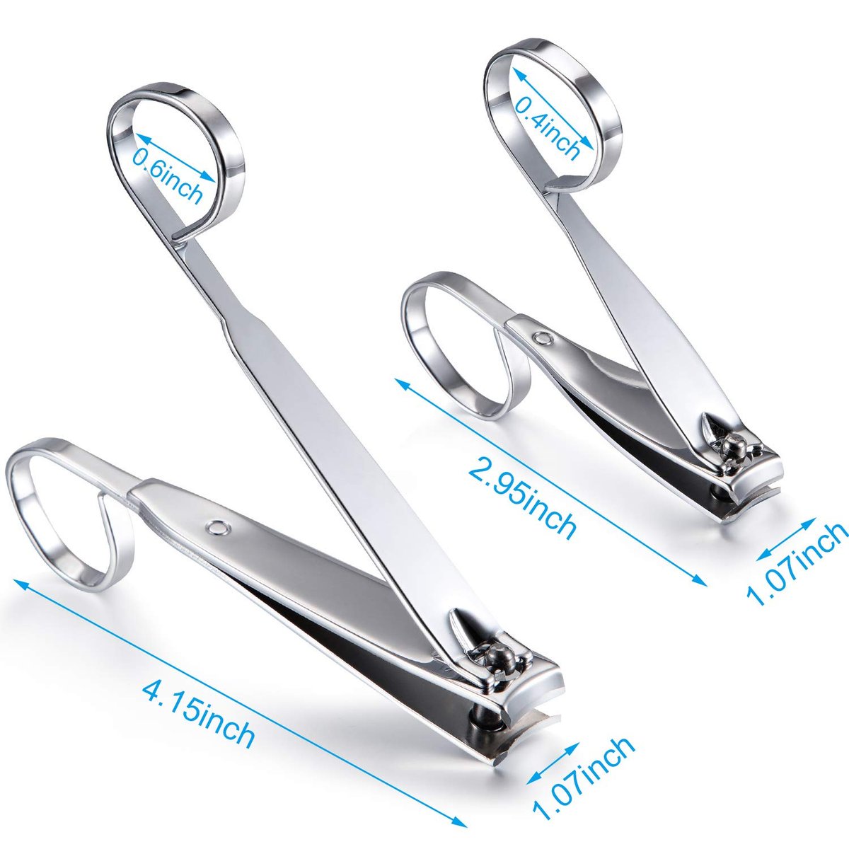 Mudder 4 Pack EZ Grip Nail Clipper Set – Sharp Stainless Steel Fingernail & Toenail Clippers with Long Handles, Travel Nail Kit for Men & Women (Easy Grip Style) - görsel 3