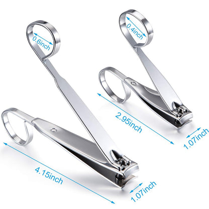 Mudder 4 Pack EZ Grip Nail Clipper Set – Sharp Stainless Steel Fingernail & Toenail Clippers with Long Handles, Travel Nail Kit for Men & Women (Easy Grip Style)