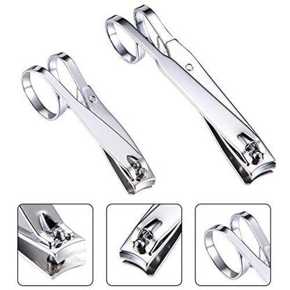 Mudder 4 Pack EZ Grip Nail Clipper Set – Sharp Stainless Steel Fingernail & Toenail Clippers with Long Handles, Travel Nail Kit for Men & Women (Easy Grip Style)