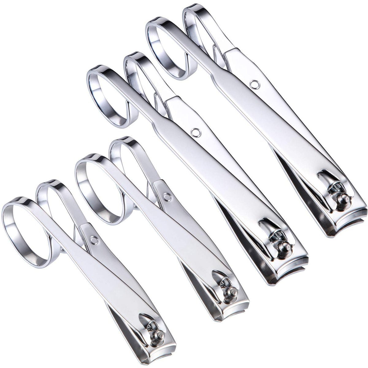 Mudder 4 Pack EZ Grip Nail Clipper Set – Sharp Stainless Steel Fingernail & Toenail Clippers with Long Handles, Travel Nail Kit for Men & Women (Easy Grip Style) - görsel 1