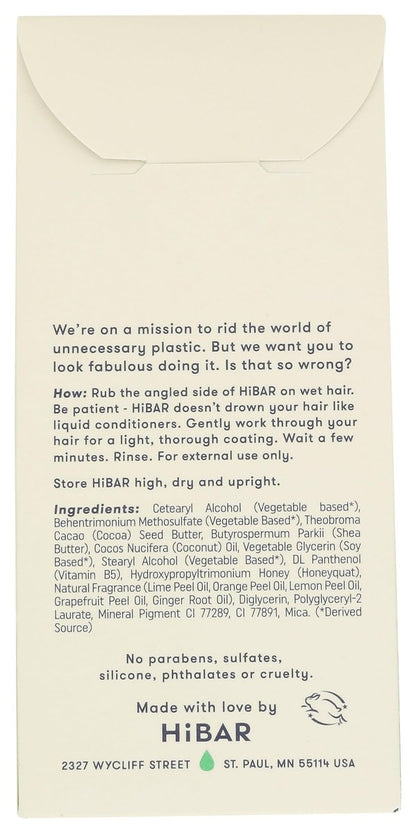 HiBAR Maintain Conditioner Bar – 2.7 oz Plastic-Free Solid Conditioner for Smooth, Healthy Hair