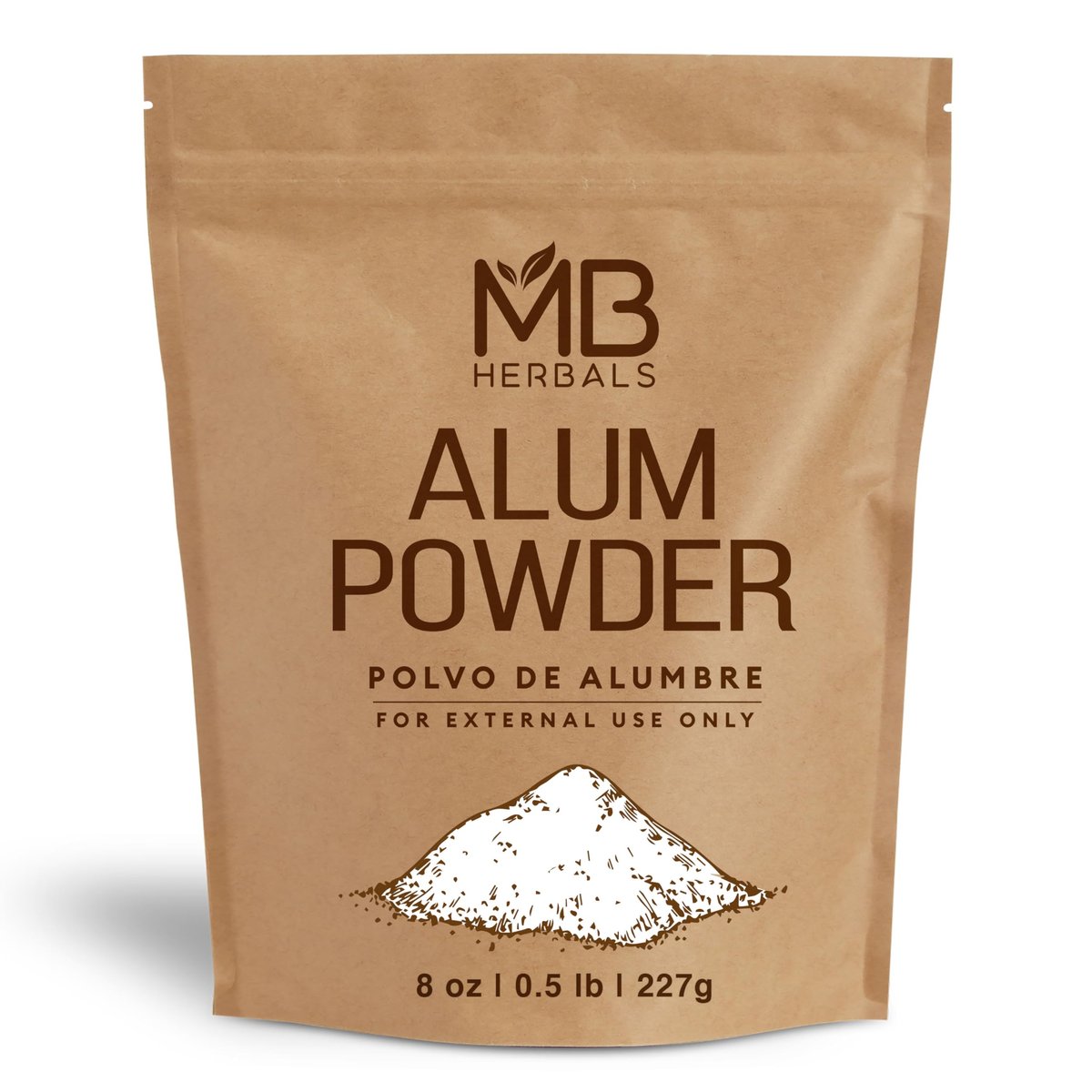 MB Herbals Alum Powder 8 oz (227g) - Natural Deodorant, After Shave, Mordant for Leather, Fabric & Paper | External Use Only Avelisse