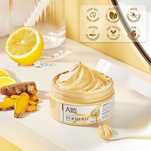 Turmeric Vitamin C Face Mask – Deep Cleansing Clay Mask for Dull Skin, Refining Pores & Controlling Oil, Smooth & Radiant Skin, 4.23 oz - görsel 16