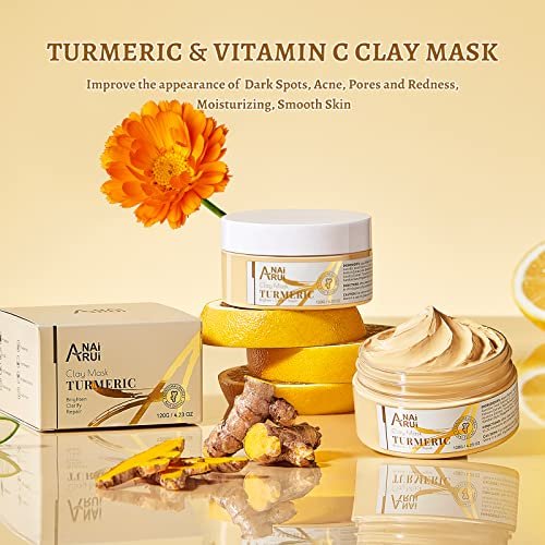 Turmeric Vitamin C Face Mask – Deep Cleansing Clay Mask for Dull Skin, Refining Pores & Controlling Oil, Smooth & Radiant Skin, 4.23 oz - görsel 12