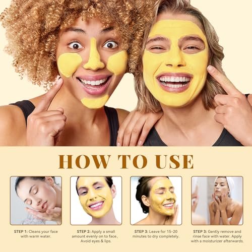 Turmeric Vitamin C Face Mask – Deep Cleansing Clay Mask for Dull Skin, Refining Pores & Controlling Oil, Smooth & Radiant Skin, 4.23 oz - görsel 14