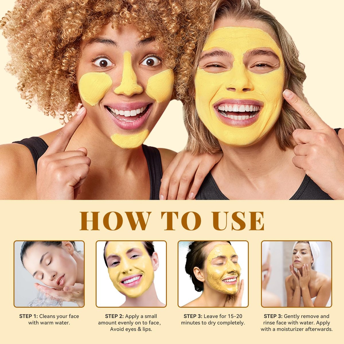 Turmeric Vitamin C Face Mask – Deep Cleansing Clay Mask for Dull Skin, Refining Pores & Controlling Oil, Smooth & Radiant Skin, 4.23 oz - görsel 13