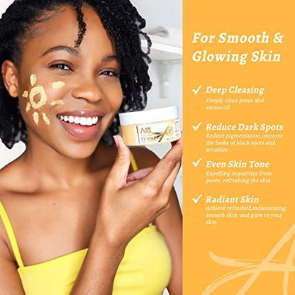 Turmeric Vitamin C Face Mask – Deep Cleansing Clay Mask for Dull Skin, Refining Pores & Controlling Oil, Smooth & Radiant Skin, 4.23 oz