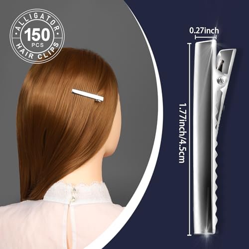YGDZ 150-Pack 1.77 Inch Silver Metal Alligator Hair Clips for Bows Making and Crafts (4.5 cm) - görsel 4