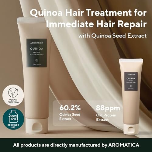 AROMATICA Quinoa Protein Hair Treatment - Silicone-Free & Sulfate-Free Nourishing Hair Mask for Dry, Curly, Natural Hair (5.41 oz) - görsel 4