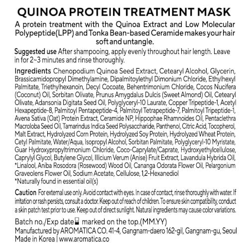 AROMATICA Quinoa Protein Hair Treatment - Silicone-Free & Sulfate-Free Nourishing Hair Mask for Dry, Curly, Natural Hair (5.41 oz) - görsel 14