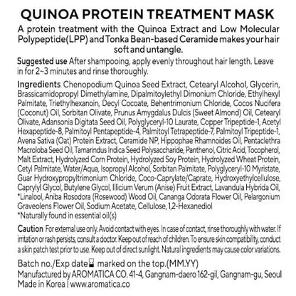 AROMATICA Quinoa Protein Hair Treatment - Silicone-Free & Sulfate-Free Nourishing Hair Mask for Dry, Curly, Natural Hair (5.41 oz)