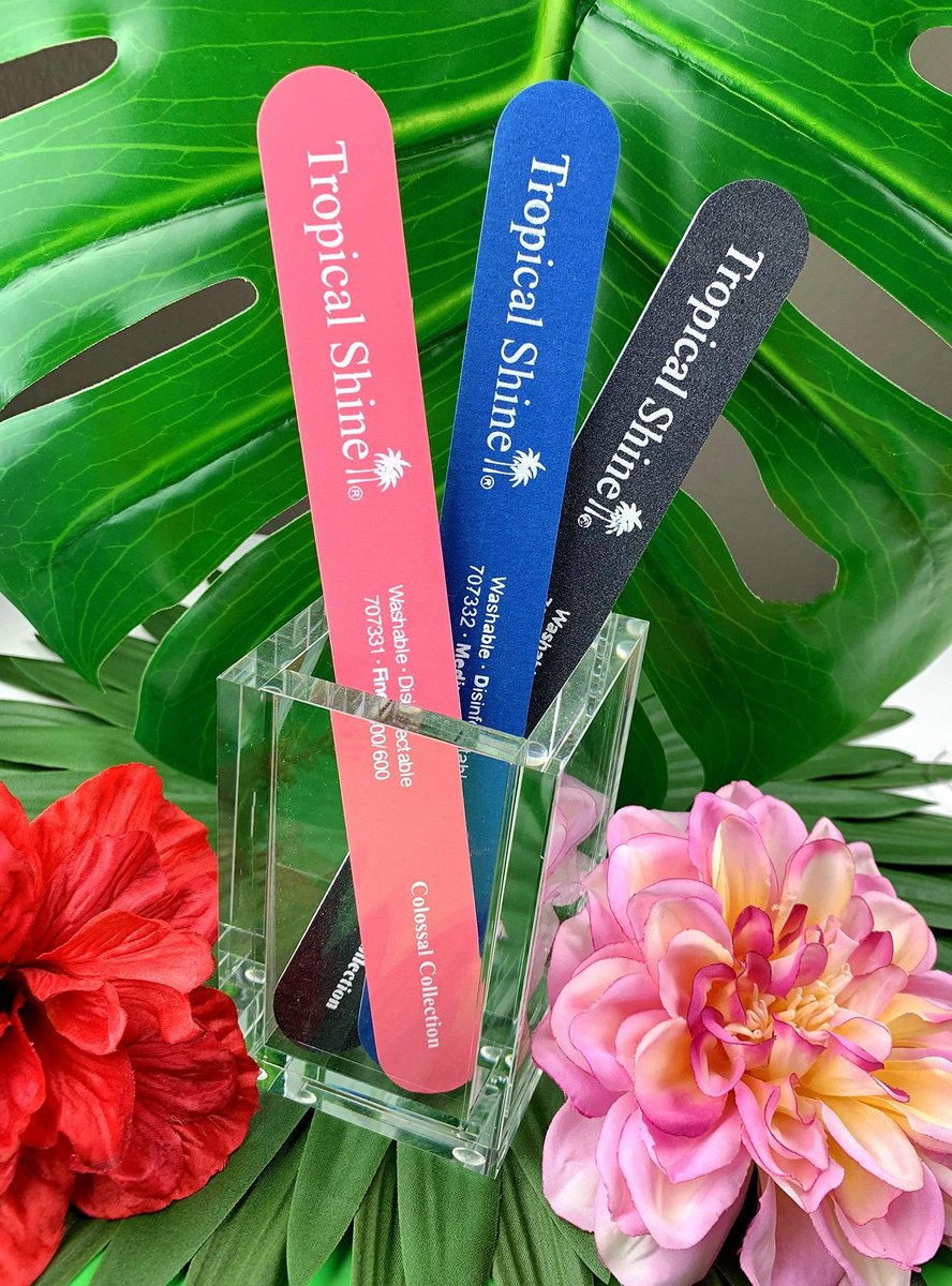 Tropical Shine 8.5 Inches Nail Files for Natural and Acrylic Nails - 3 Pack (Pink, Blue, Black) - görsel 5
