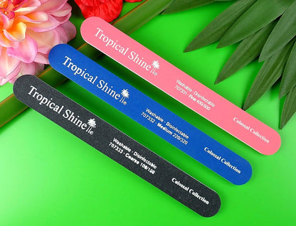Tropical Shine 8.5 Inches Nail Files for Natural and Acrylic Nails - 3 Pack (Pink, Blue, Black)