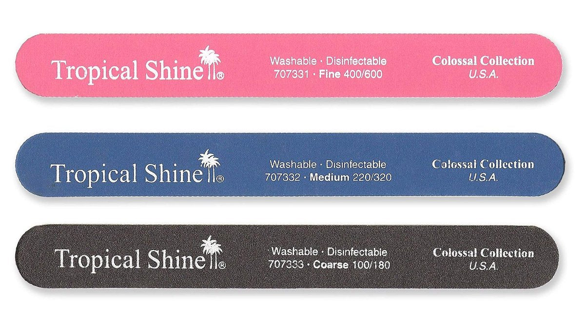 Tropical Shine 8.5 Inches Nail Files for Natural and Acrylic Nails - 3 Pack (Pink, Blue, Black) - görsel 1