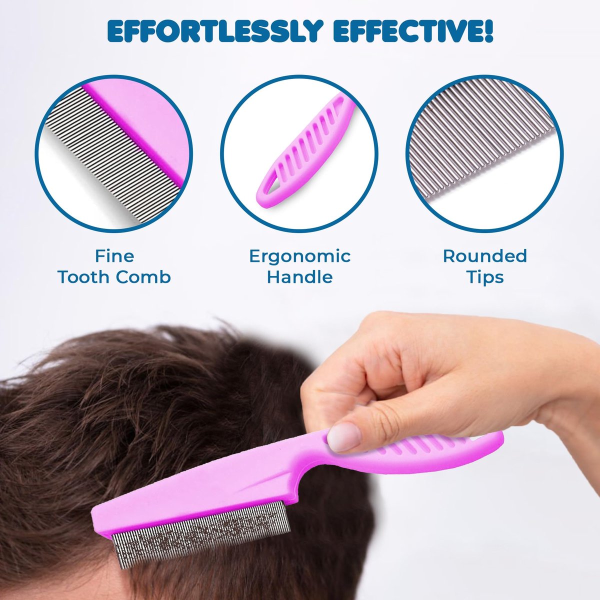 SunGrow Dandruff Comb for Men and Women - Stainless Steel Fine Tooth Comb for Scalp Care, 7.2 Inches, Pink - görsel 5