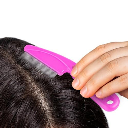 SunGrow Dandruff Comb for Men and Women - Stainless Steel Fine Tooth Comb for Scalp Care, 7.2 Inches, Pink