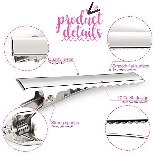 120-Pack Silver Alligator Hair Clips 2.17 Inch - Stainless Steel Single Prong Flat Metal Clips for Hair Styling & Bow Making Avelisse