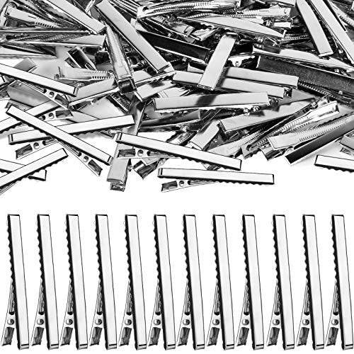 120-Pack Silver Alligator Hair Clips 2.17 Inch - Stainless Steel Single Prong Flat Metal Clips for Hair Styling & Bow Making Avelisse
