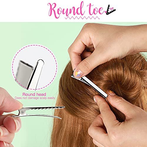 120-Pack Silver Alligator Hair Clips 2.17 Inch - Stainless Steel Single Prong Flat Metal Clips for Hair Styling & Bow Making Avelisse