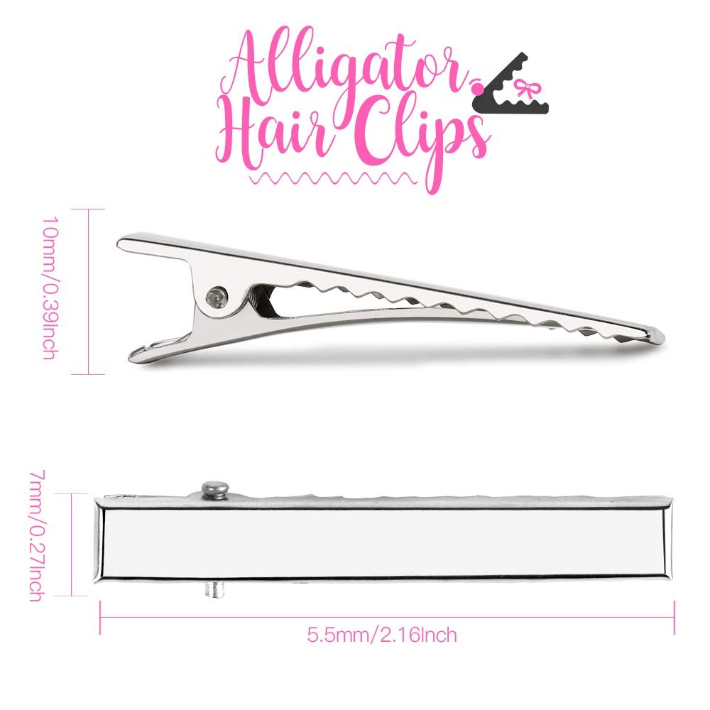 120-Pack Silver Alligator Hair Clips 2.17 Inch - Stainless Steel Single Prong Flat Metal Clips for Hair Styling & Bow Making Avelisse