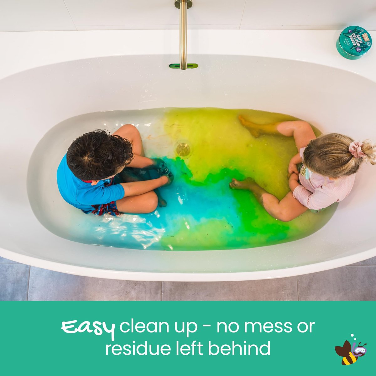 Honeysticks Bath Color Tablets for Kids - Non Toxic Bathtub Drops with Natural Ingredients & Food Grade Colors - Fragrance Free, Fizzy Brightly Colored Bathtime Fun, Great Gift - 36 Drops - görsel 9