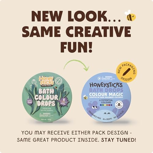 Honeysticks Bath Color Tablets for Kids - Non Toxic Bathtub Drops with Natural Ingredients & Food Grade Colors - Fragrance Free, Fizzy Brightly Colored Bathtime Fun, Great Gift - 36 Drops - görsel 8