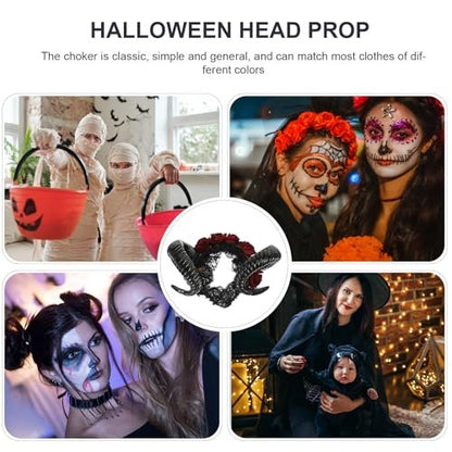 Lurrose Halloween Sheep Horn Headband with Lace Veil - Gothic Headpiece for Festival Costume