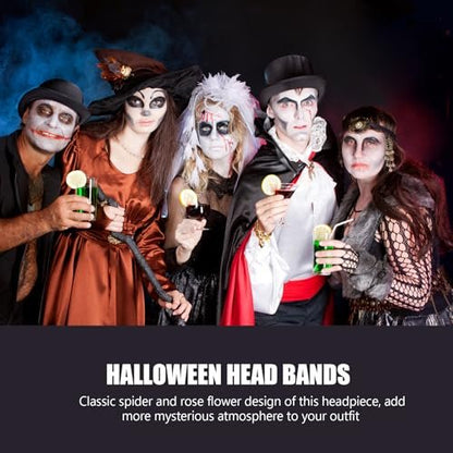 Lurrose Halloween Sheep Horn Headband with Lace Veil - Gothic Headpiece for Festival Costume