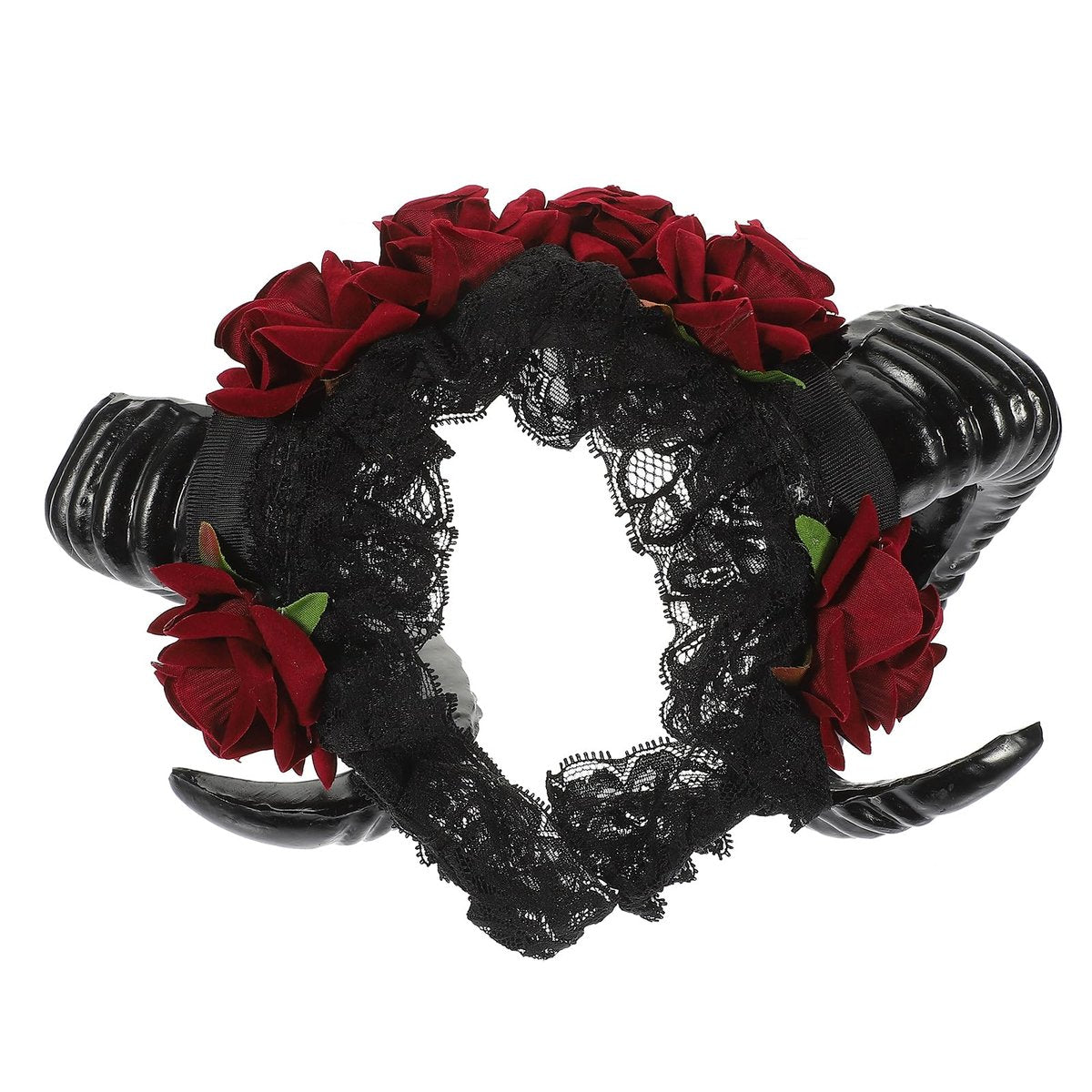 Lurrose Halloween Sheep Horn Headband with Lace Veil - Gothic Headpiece for Festival Costume - görsel 1