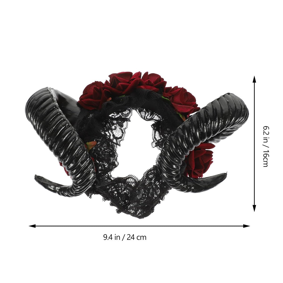 Lurrose Halloween Sheep Horn Headband with Lace Veil - Gothic Headpiece for Festival Costume - görsel 5