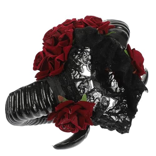 Lurrose Halloween Sheep Horn Headband with Lace Veil - Gothic Headpiece for Festival Costume - görsel 18