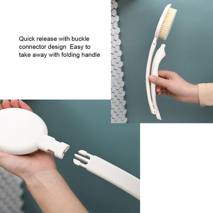 LFJ 19-Inch Long Handle Shower Sponge Brush Set – 3 in 1 Body Brush, Bath Sponge & Lotion Applicator for Improved Skin Health, Men & Women (White with Pumice)