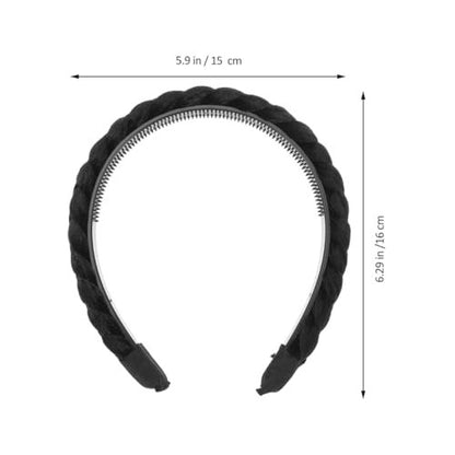 Beaupretty Flock Padded Headband Vintage Alice Style Braided Knotted Hairband for Women - Black