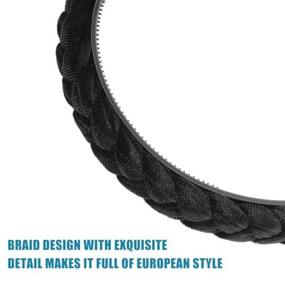 Beaupretty Flock Padded Headband Vintage Alice Style Braided Knotted Hairband for Women - Black
