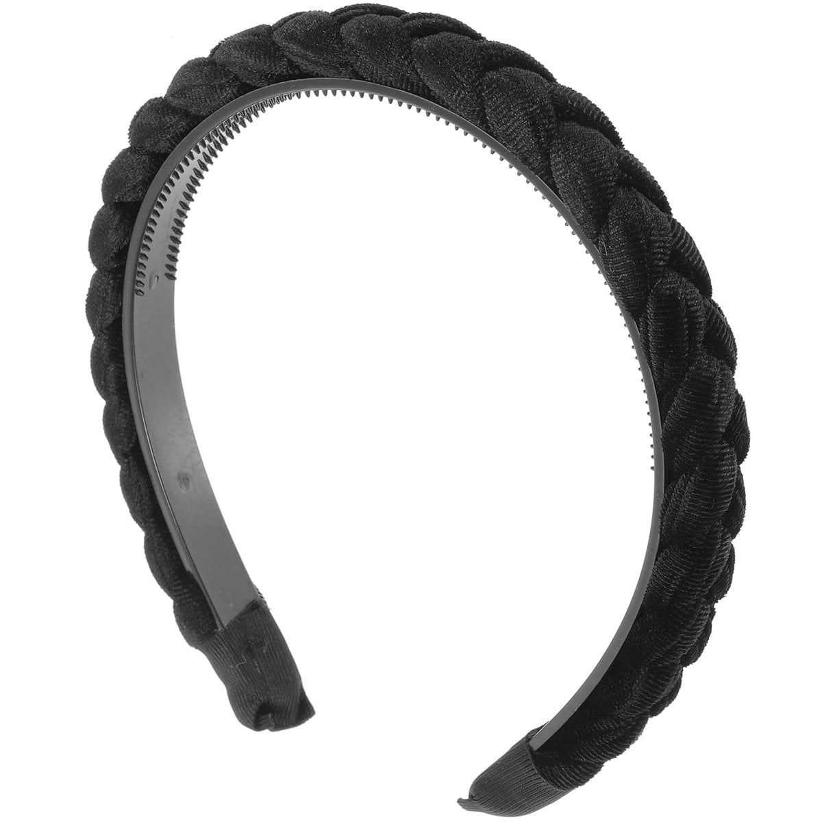 Beaupretty Flock Padded Headband Vintage Alice Style Braided Knotted Hairband for Women - Black - görsel 1