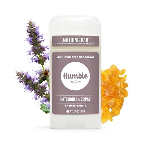 HUMBLE BRANDS Patchouli Copal Frankincense Natural Deodorant, 2.5 oz - Aluminum Free, Vegan, Cruelty Free Avelisse