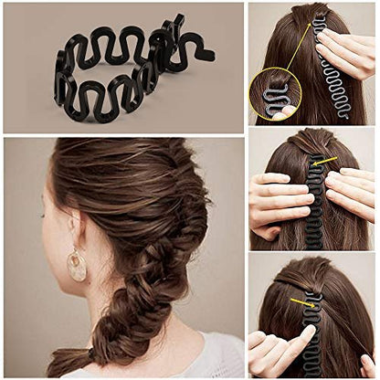 TsMADDTs Hair Braiding Tools - 26 Piece Hair Styling Kit with Topsy Tail Tools and French Braiders for Ponytail