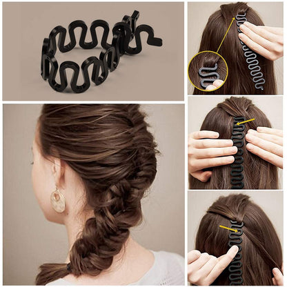 TsMADDTs Hair Braiding Tools - 26 Piece Hair Styling Kit with Topsy Tail Tools and French Braiders for Ponytail