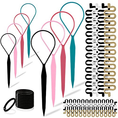 TsMADDTs Hair Braiding Tools - 26 Piece Hair Styling Kit with Topsy Tail Tools and French Braiders for Ponytail - görsel 2