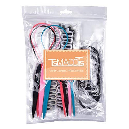 TsMADDTs Hair Braiding Tools - 26 Piece Hair Styling Kit with Topsy Tail Tools and French Braiders for Ponytail