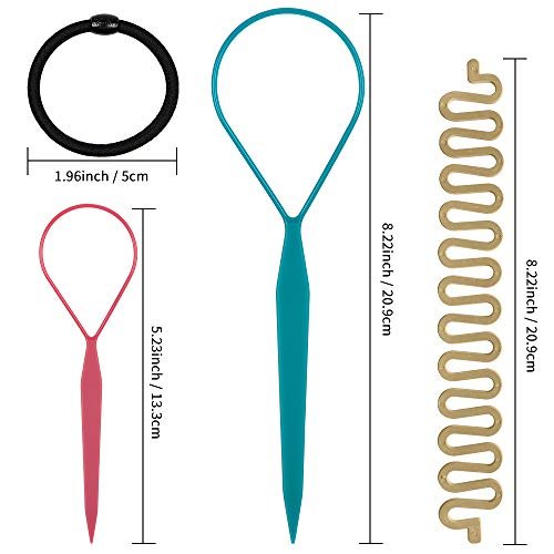 TsMADDTs Hair Braiding Tools - 26 Piece Hair Styling Kit with Topsy Tail Tools and French Braiders for Ponytail - görsel 4