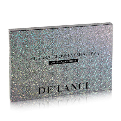 DE'LANCI Neon Eyeshadow Palette Glow in the Dark - 9.6 oz Aurora Glow UV Blacklight Matte & Glitter Fluorescent Eye Shadows - Highly Pigmented Halloween Christmas Makeup Kit Avelisse