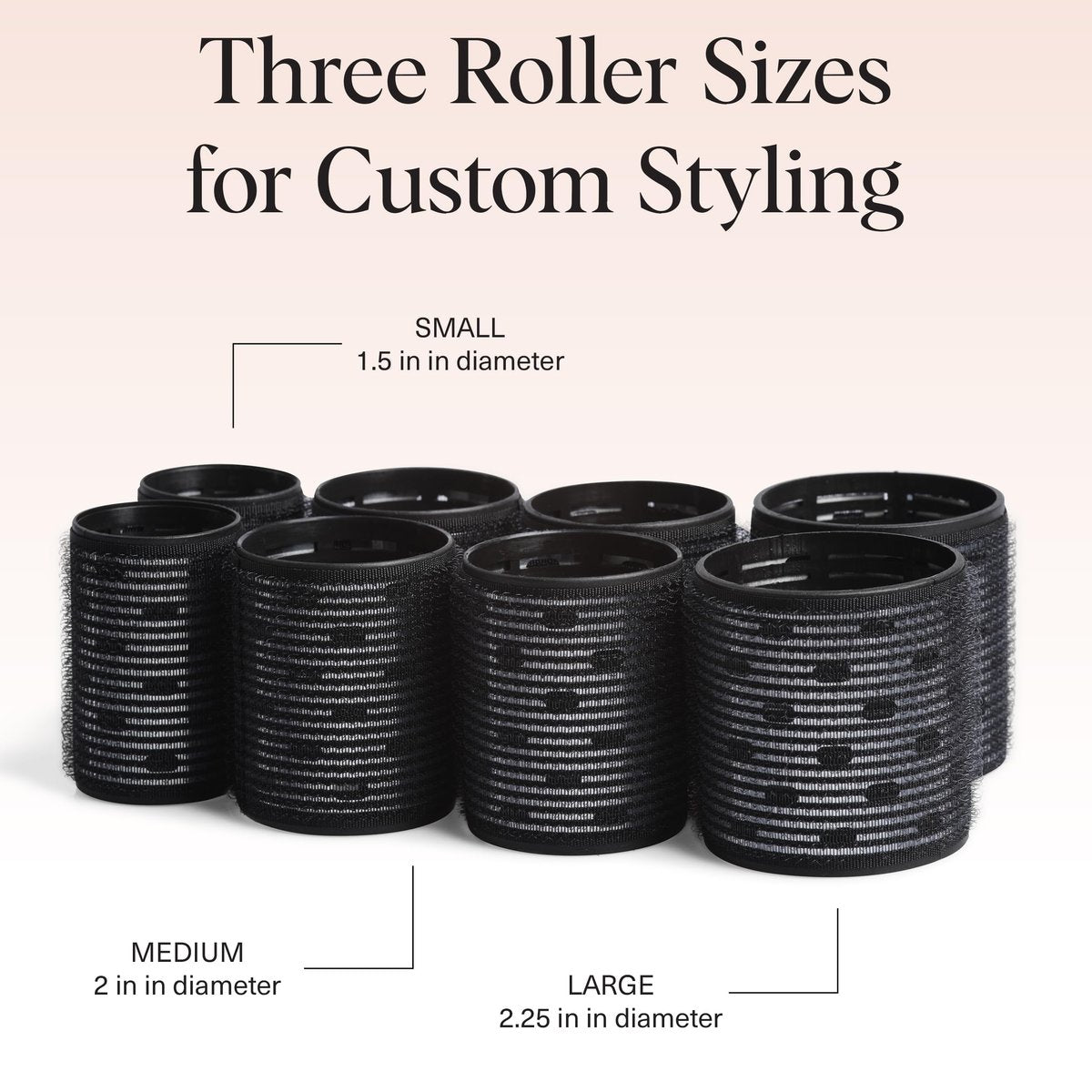 Kitsch Ceramic Hair Rollers for Women – Self-Grip Hair Curlers for Heatless Curl Overnight, Long-Lasting Frizz-Free Curls, Volumizing Large Rollers for All Hair Types – Black, 8 Count Avelisse