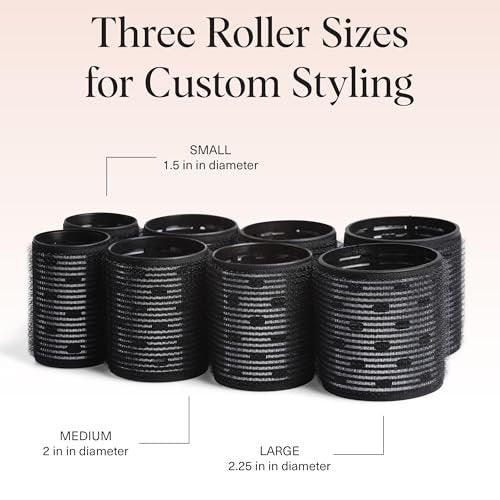 Kitsch Ceramic Hair Rollers for Women – Self-Grip Hair Curlers for Heatless Curl Overnight, Long-Lasting Frizz-Free Curls, Volumizing Large Rollers for All Hair Types – Black, 8 Count Avelisse