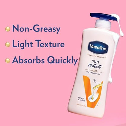 Vaseline Sun Protection Body Lotion SPF 30, Daily Body Moisturizer for All Skin Types, Non-Greasy Texture – 400 ml (13.5 fl oz) Avelisse