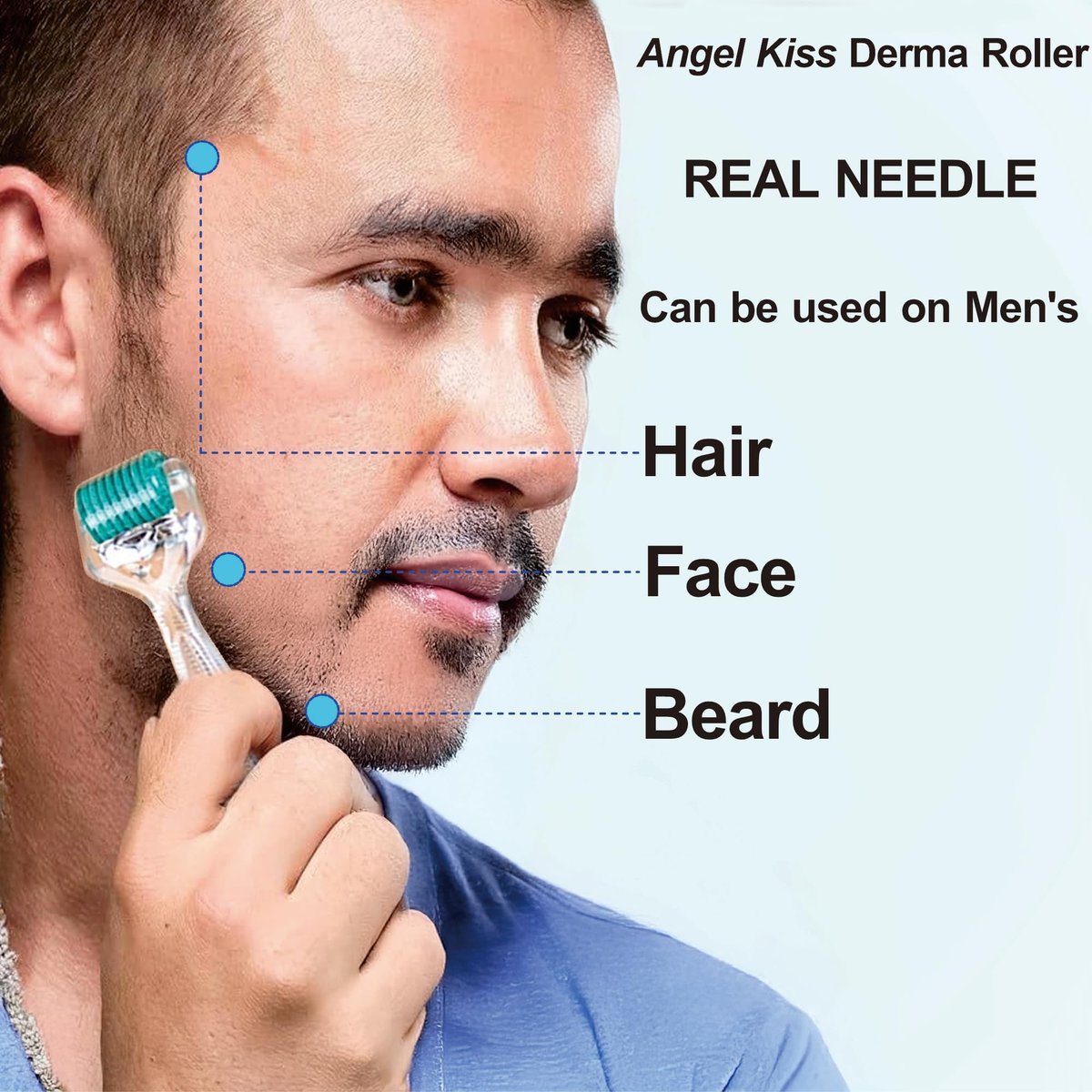 Angel Kiss Derma Roller 0.30mm - 192 Stainless Steel Microneedling Roller for Face, Scalp & Body - At-Home Microdermabrasion Kit Avelisse