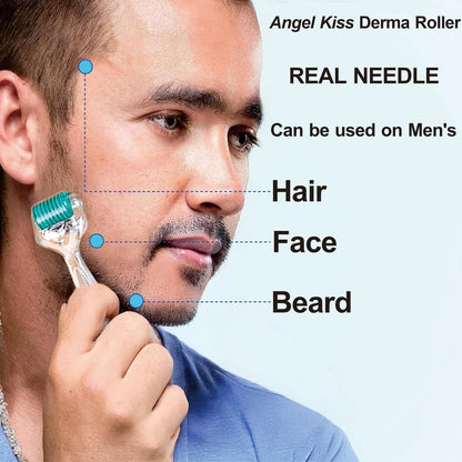 Angel Kiss Derma Roller 0.30mm - 192 Stainless Steel Microneedling Roller for Face, Scalp & Body - At-Home Microdermabrasion Kit Avelisse