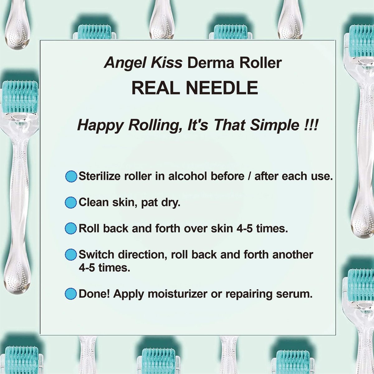 Angel Kiss Derma Roller 0.30mm - 192 Stainless Steel Microneedling Roller for Face, Scalp & Body - At-Home Microdermabrasion Kit Avelisse