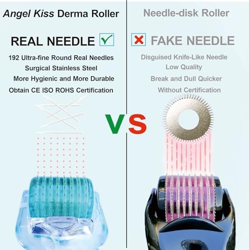 Angel Kiss Derma Roller 0.30mm - 192 Stainless Steel Microneedling Roller for Face, Scalp & Body - At-Home Microdermabrasion Kit Avelisse