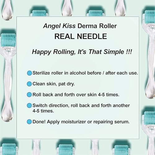 Angel Kiss Derma Roller 0.30mm - 192 Stainless Steel Microneedling Roller for Face, Scalp & Body - At-Home Microdermabrasion Kit Avelisse